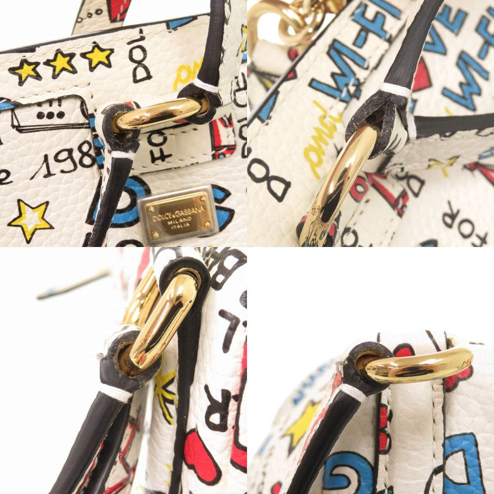 Dolce & Gabbana Shishiri Leather White Multicolor Backpack & — view 8