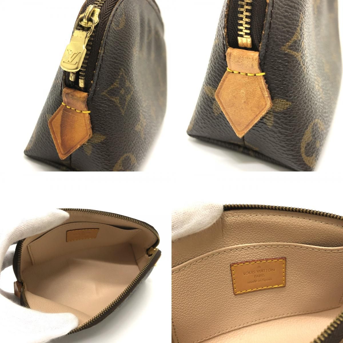 Louis Vuitton Makeup Pouch Pochette Cosmetic PM Monogram Canvas Brown — view 8
