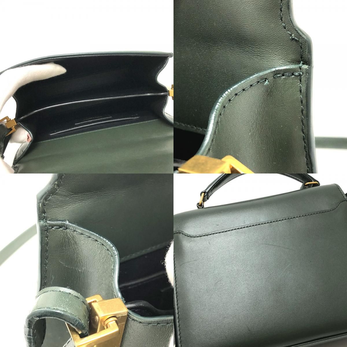 Saint Laurent Paris Handbag Cassandra Mini Top Handle Leather Suede Green — view 8