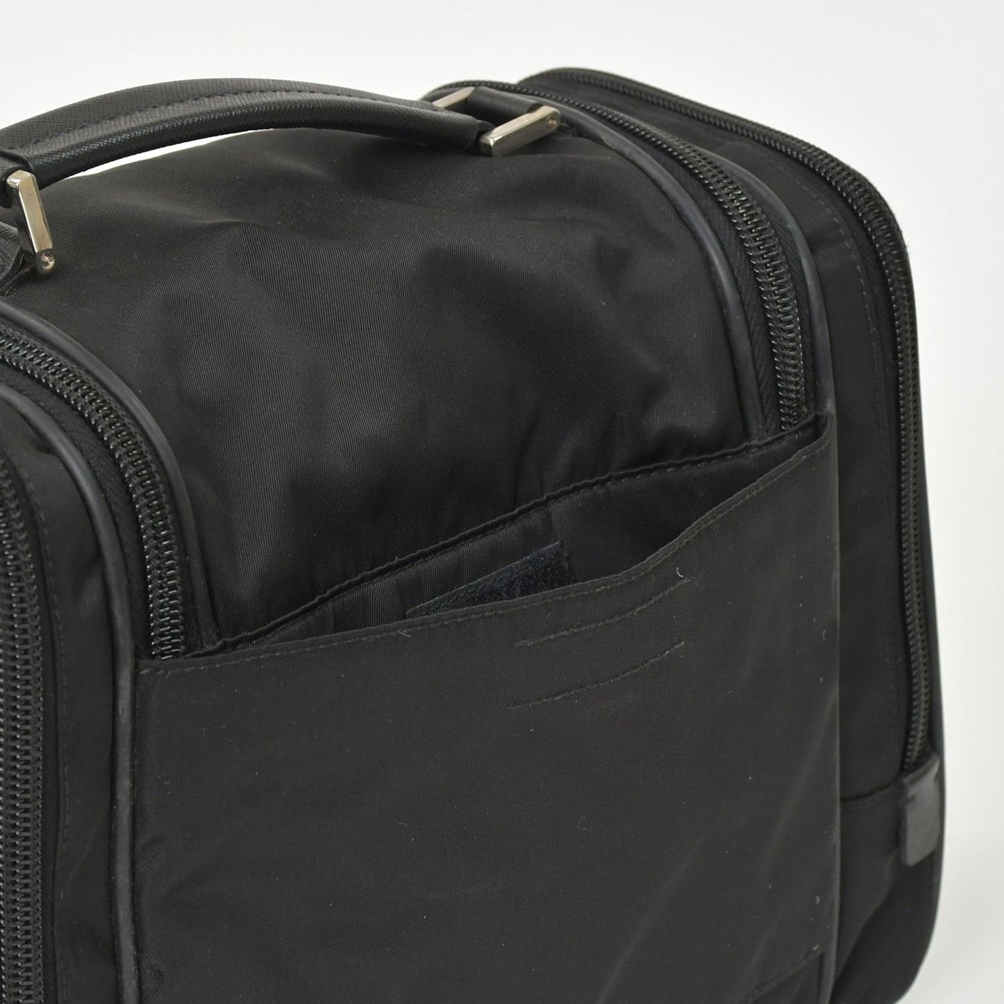 Prada Re-Nylon Travel Bag Carry on Pouch Nylon Saffiano Leather Triangle Logo — view 8