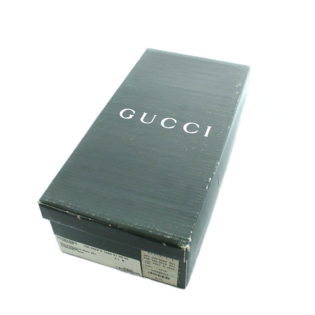Gucci Loafers Leather Horsebit Square Toe Logo Black 6.5 — view 8
