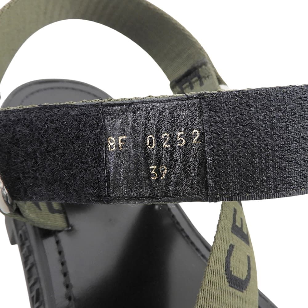 Celine Leo Strappy Logo Sandals Black Khaki Green — view 6