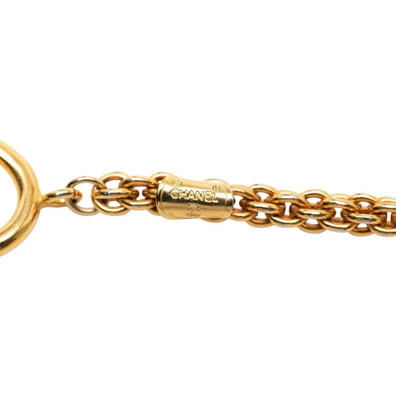 Chanel Diamond Motif Double Strand Chain Necklace Gold Plated Rhinestone — view 5