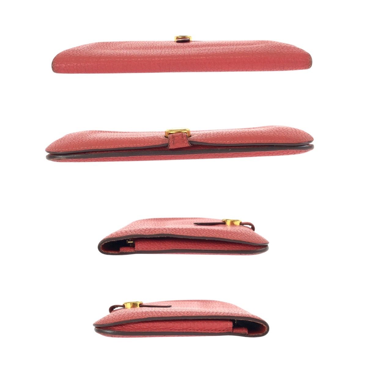 Hermes Dogon GM Rouge Tomato Red Gold Togo Wallet — view 8