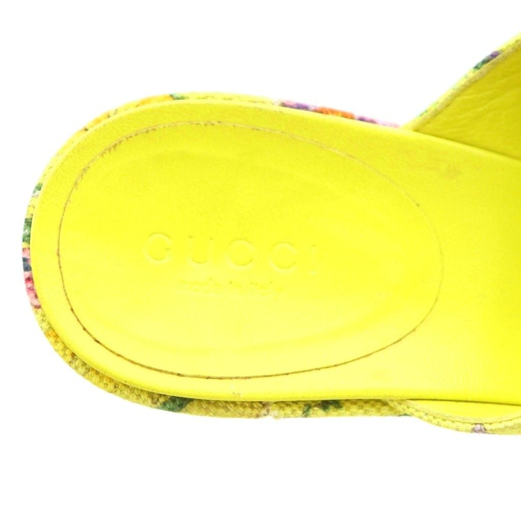 Gucci Sandals Canvas Chunky Heel Floral Yellow BB 36 — view 7