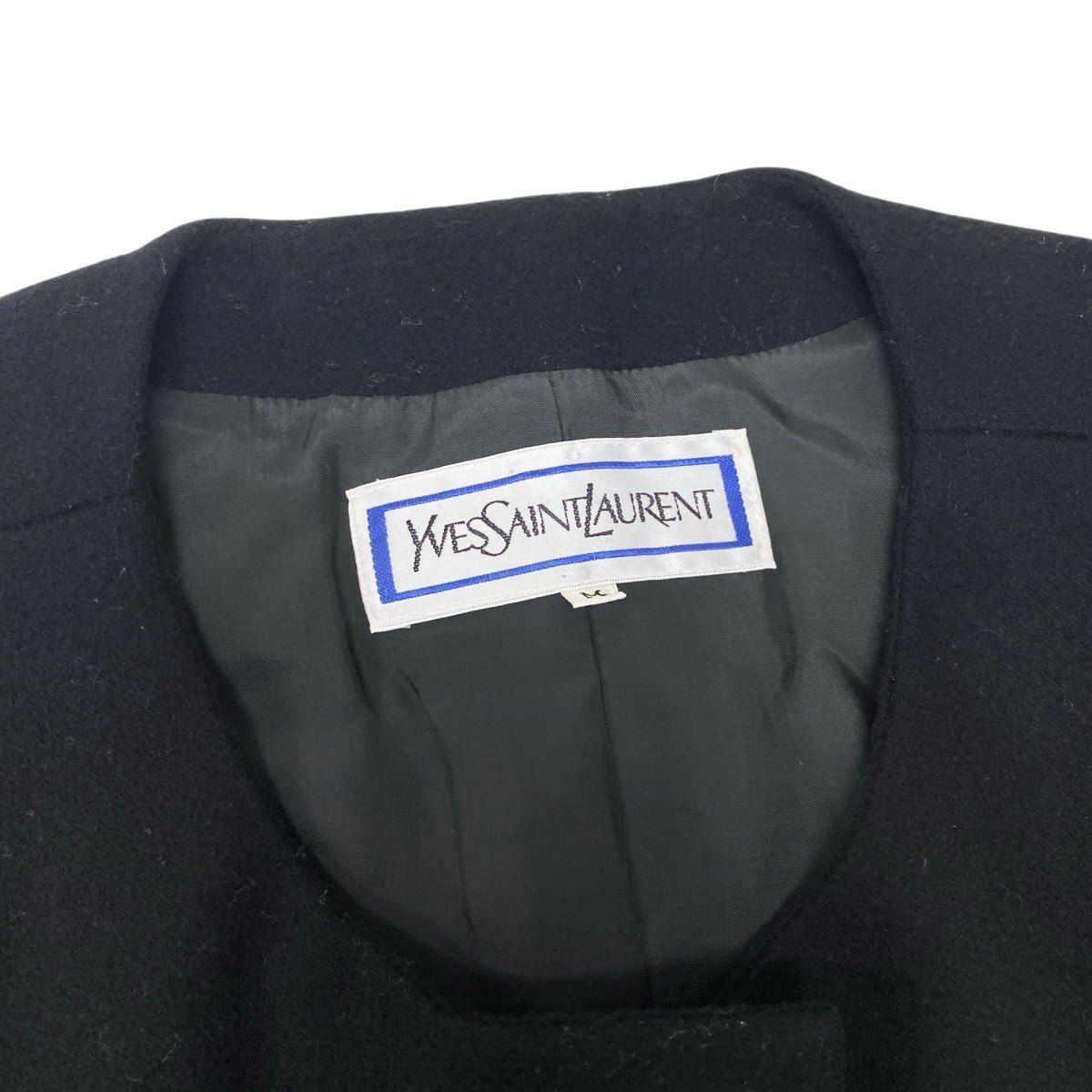 Saint Laurent Wool Short Jacket Puff Sleeves M Black — view 8