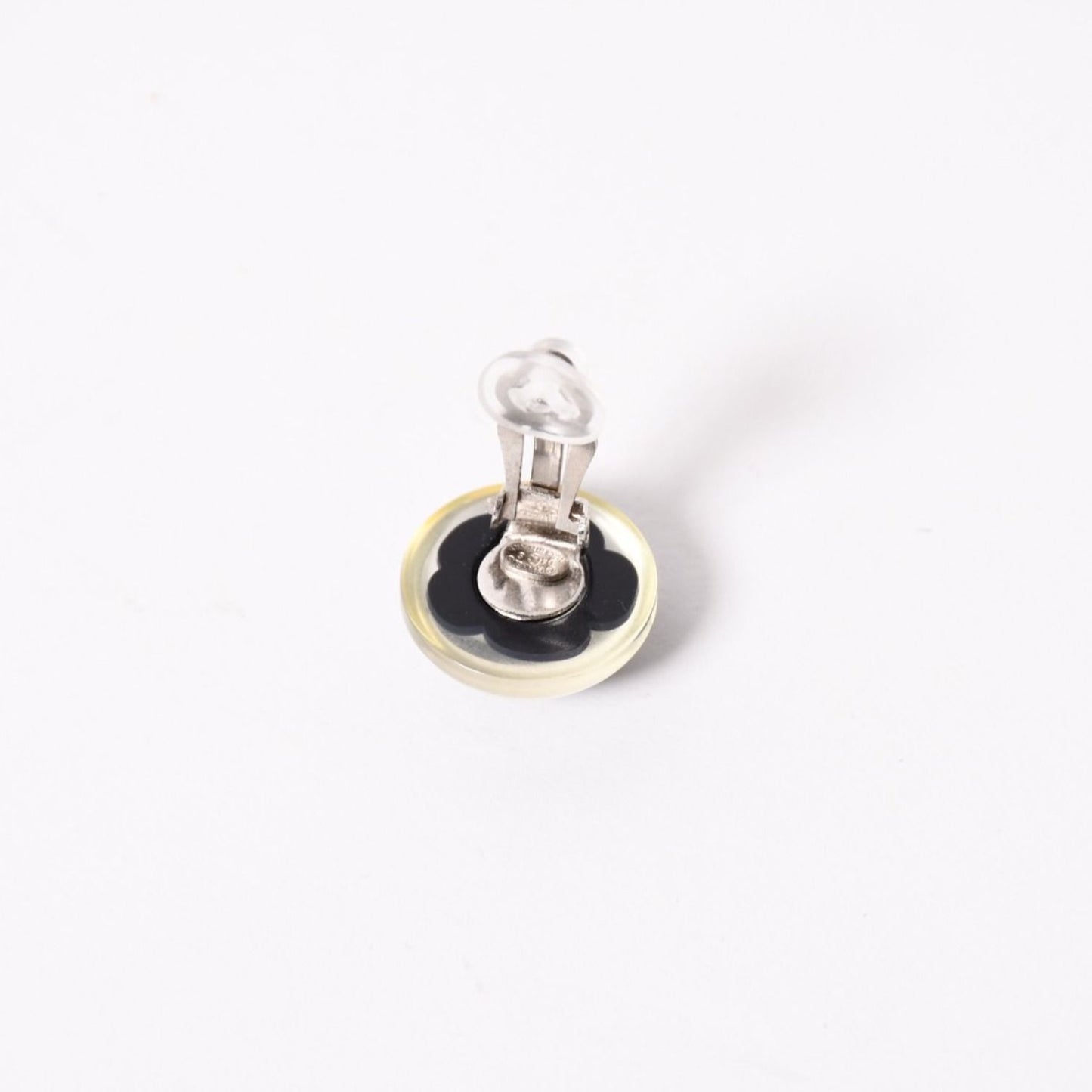 Chanel CC Logo Earrings 04 Button Flower Camellia Clear Resin — view 5