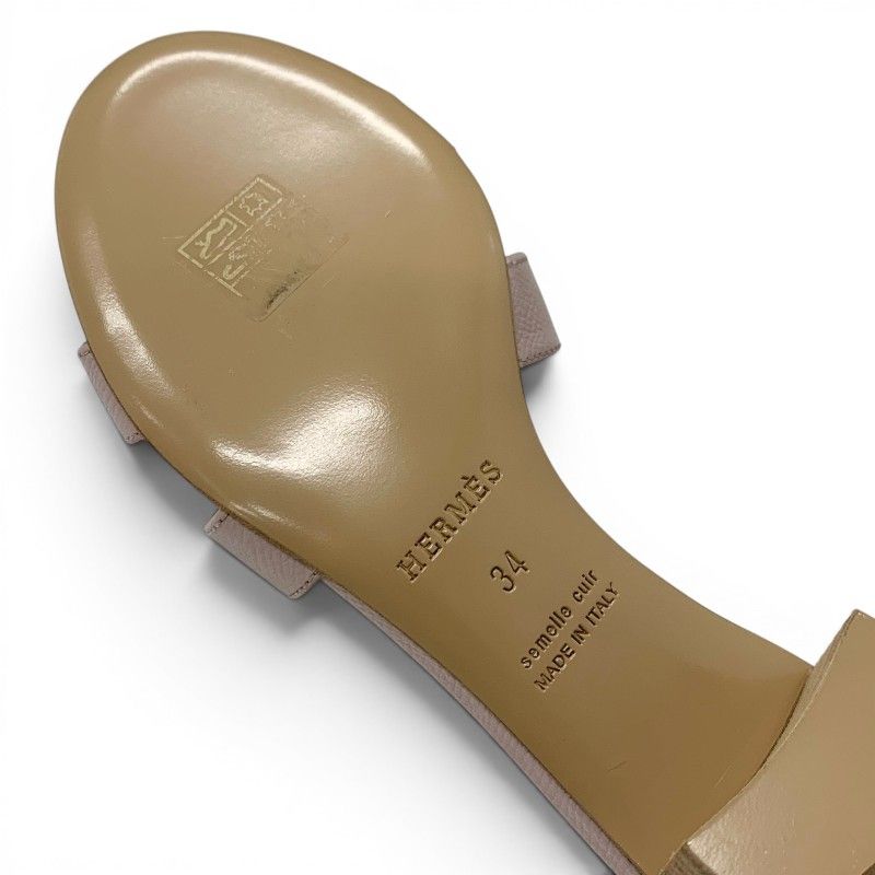 Hermes Oasis Sandals Shoes Leather Pink Mules — view 8
