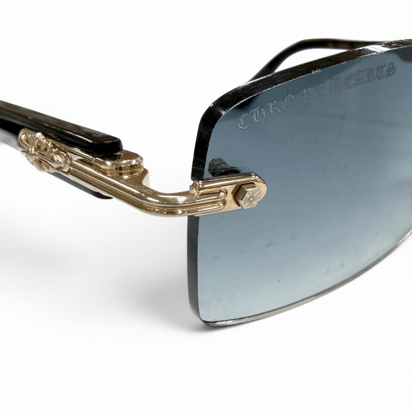 Chrome Hearts Deep II 925 Side Floral Cross Two Point Rimless Sunglasses 57 — view 8