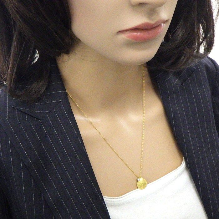 Tiffany & Co Necklace Shell Motif 1 Point Diamond 18K Yellow Gold — view 7