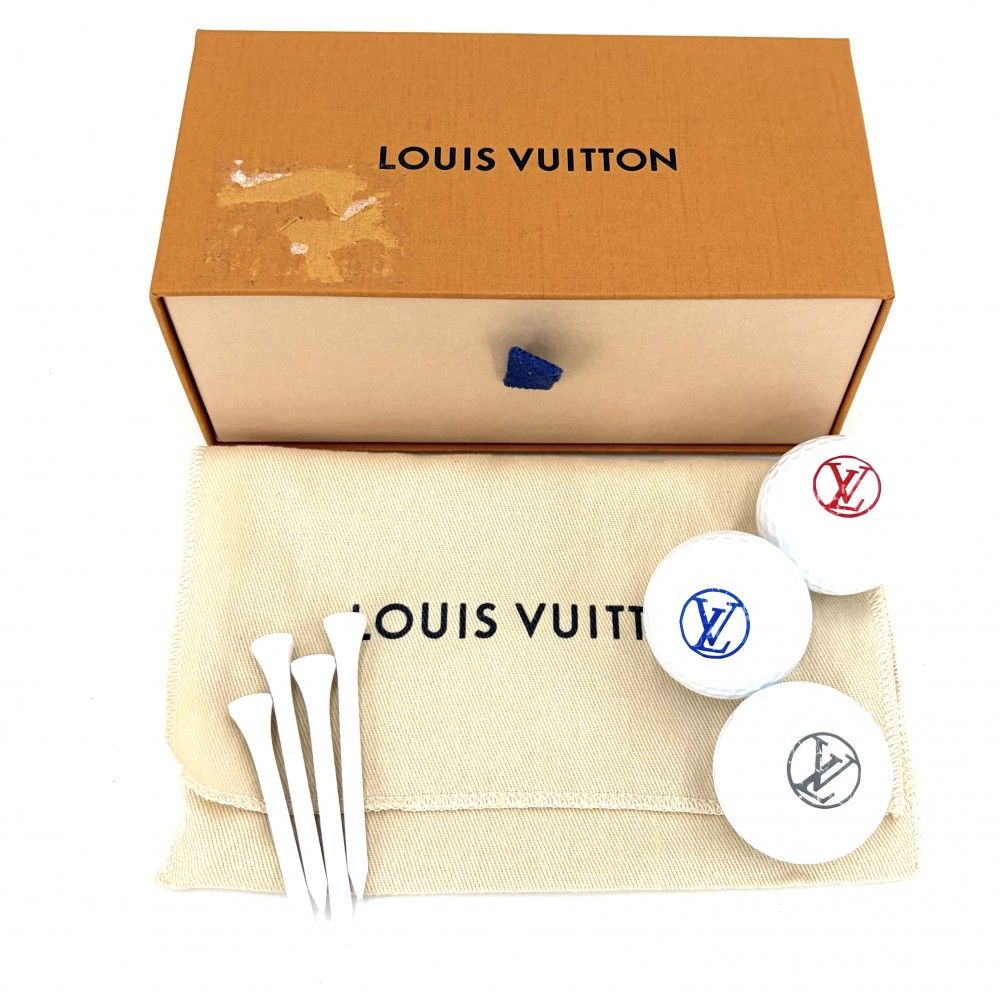 Louis Vuitton Monogram Macassar Set Togo Golf Equipment Ball Set Black Brown — view 8
