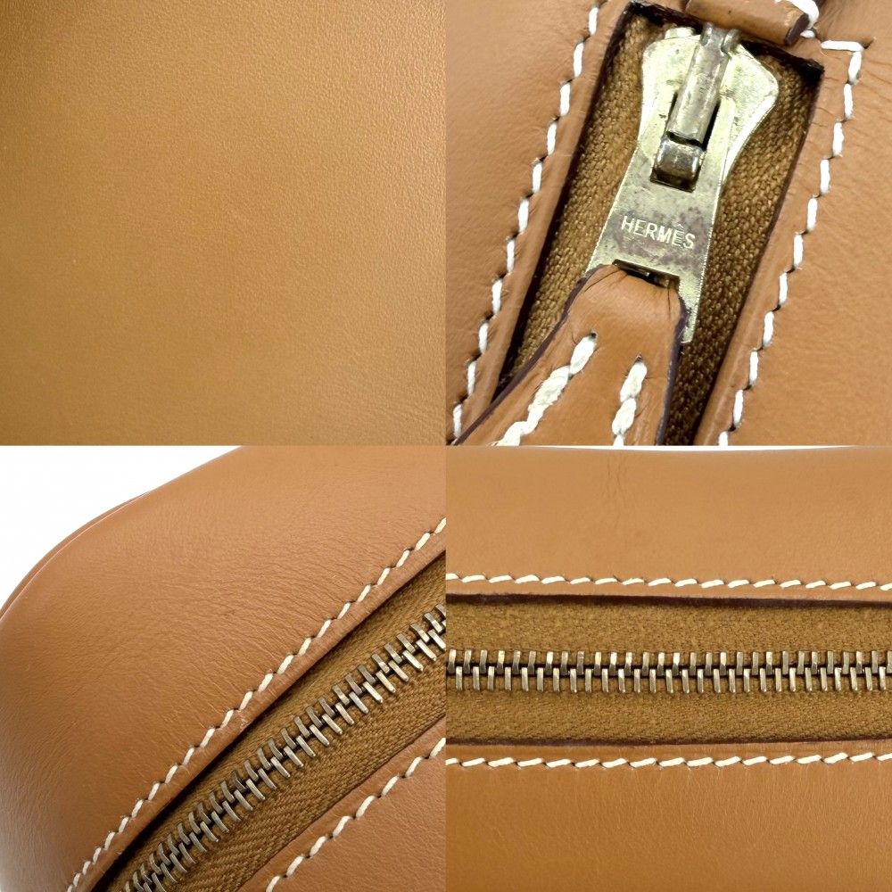 Hermes Plume 20 Small Mini Bag Simple Leather Brown Gold — view 8