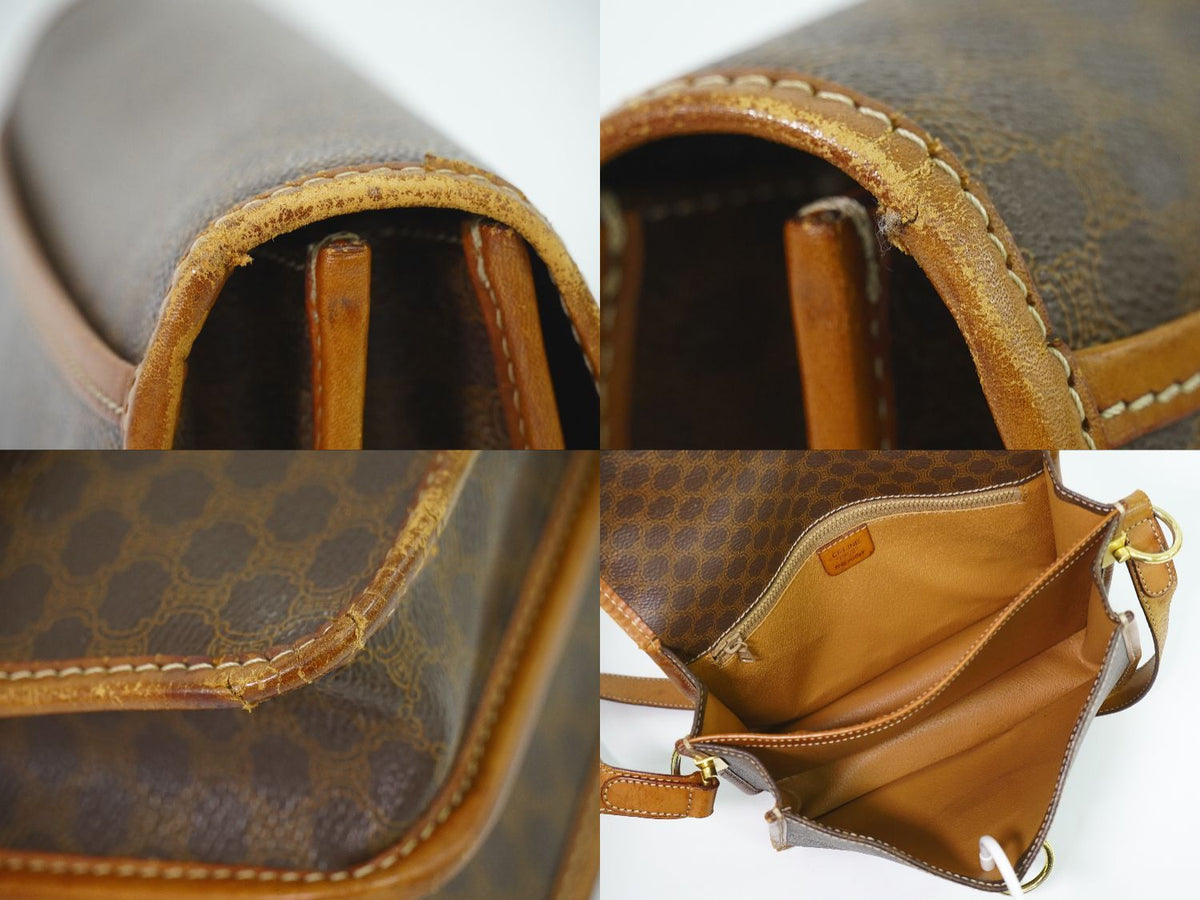Celine Macadam Shoulder Bag Pochette Brown — view 8