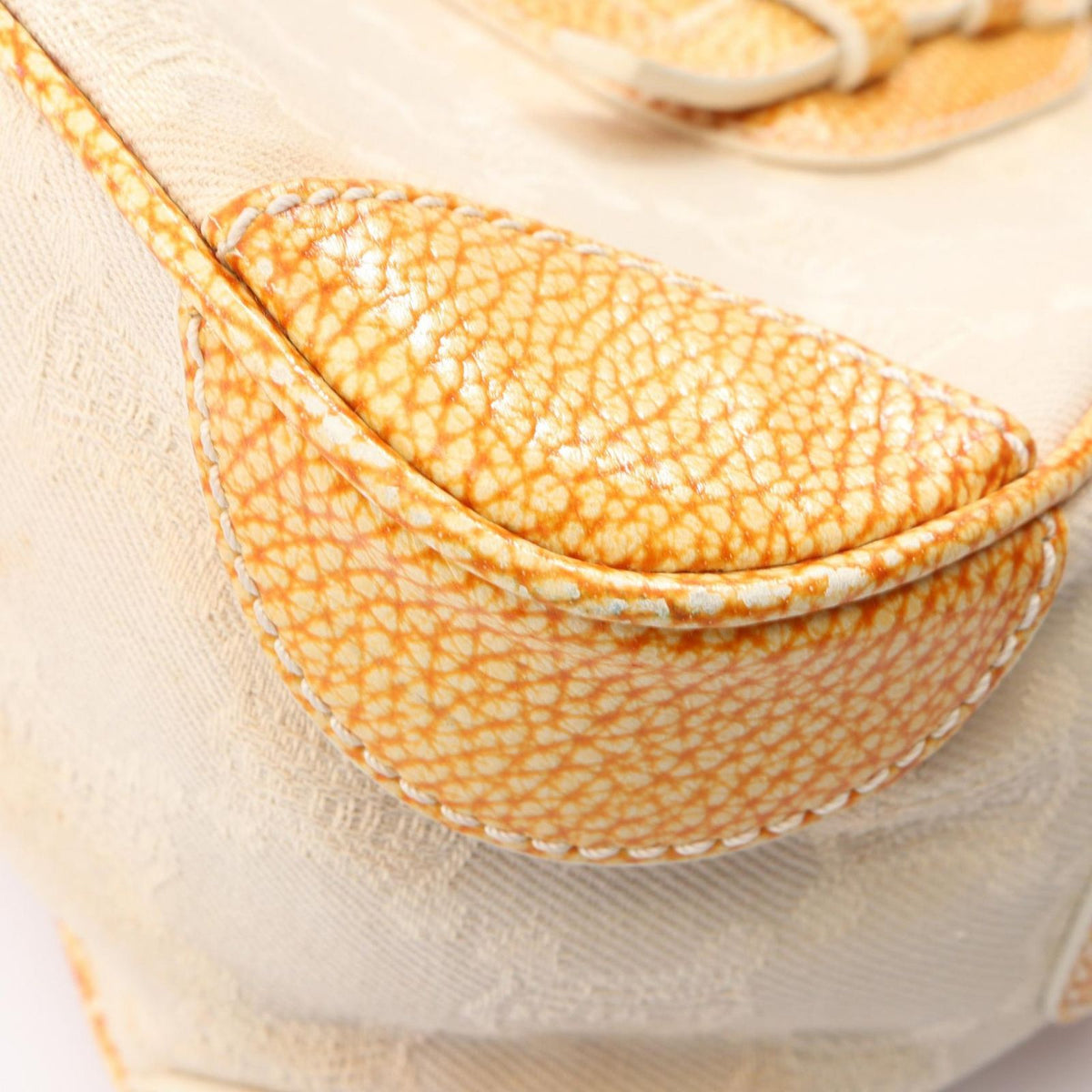 Celine Handbag Boogie Bag Yellow Beige Canvas Leather — view 8