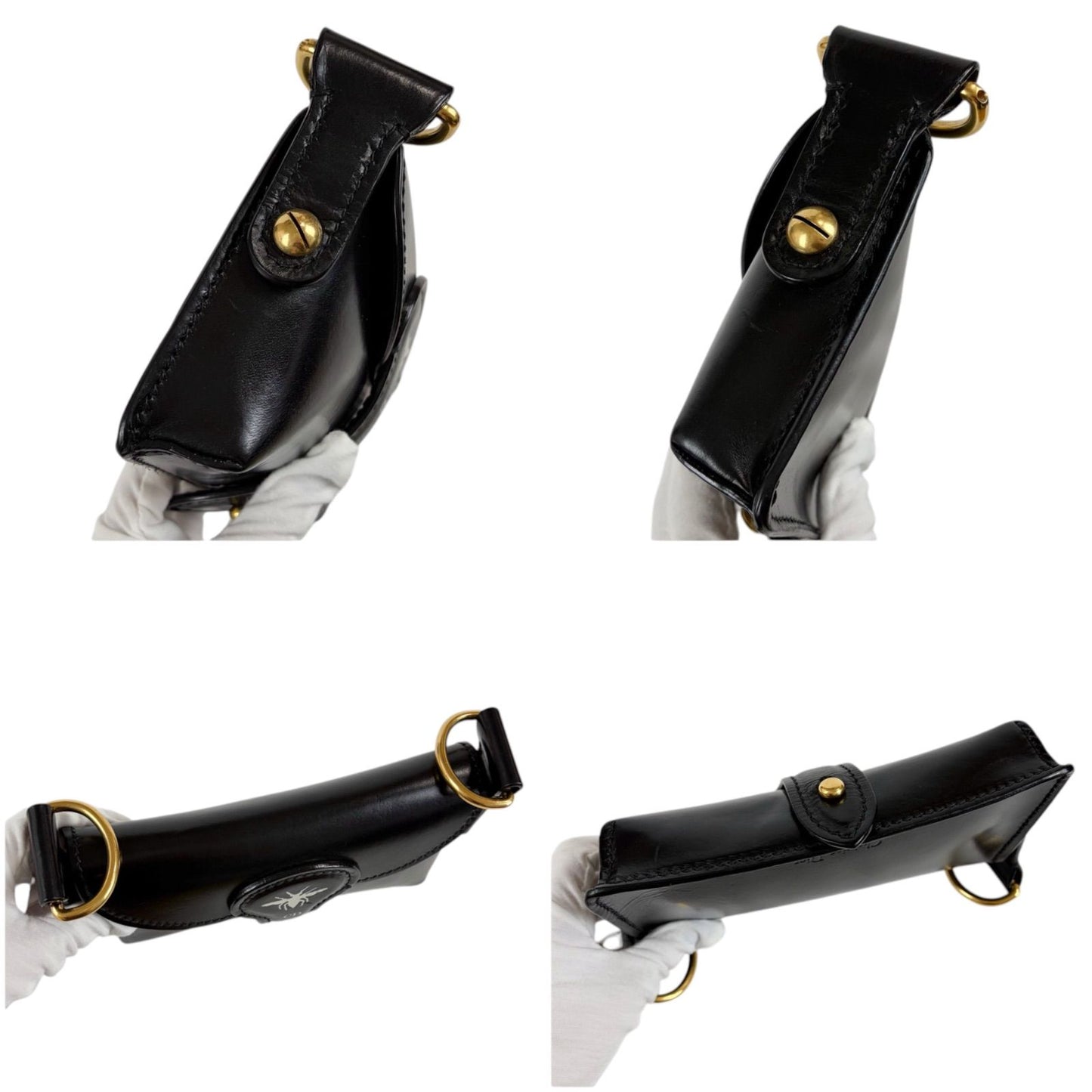 Dior Bee Cross Belt Bag Leather Black Pochette — view 8