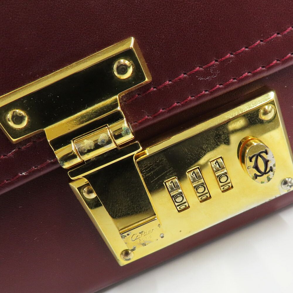 Cartier Flight Case Vintage Burgundy Leather Large Handbag — view 8