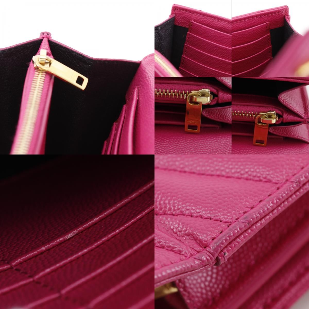 Saint Laurent Chain Shoulder Bag Quilted Leather Pink Wallet — view 8