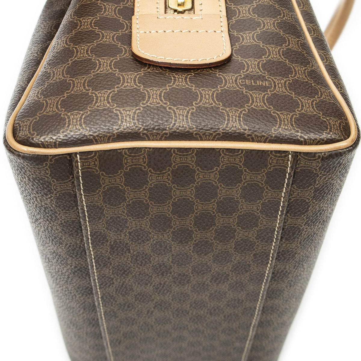 Celine Small Boston Brown Macadam Canvas Shoulder Bag — view 8