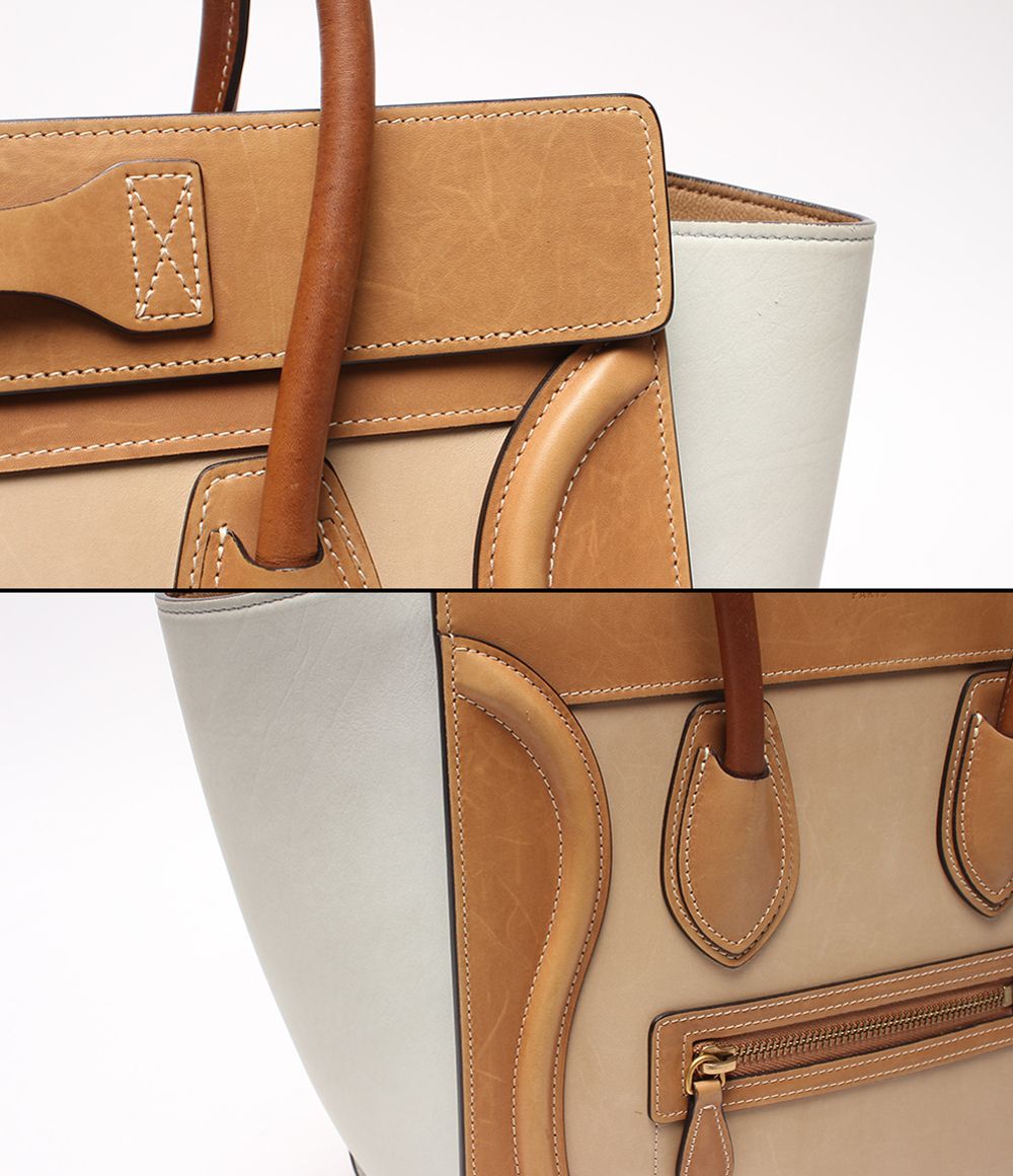 Celine Luggage Micro Handbag Beige Tan — view 8