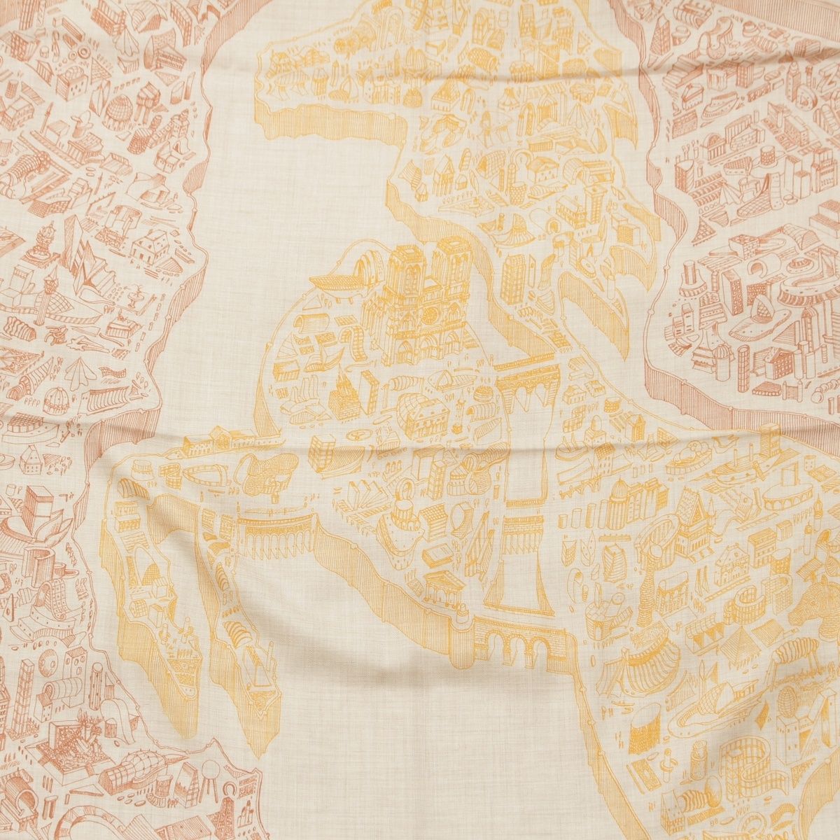 Hermes Carre Geant 140 Cashmere Silk la Nouvelle Cite Cavaliere Scarf Beige — view 8
