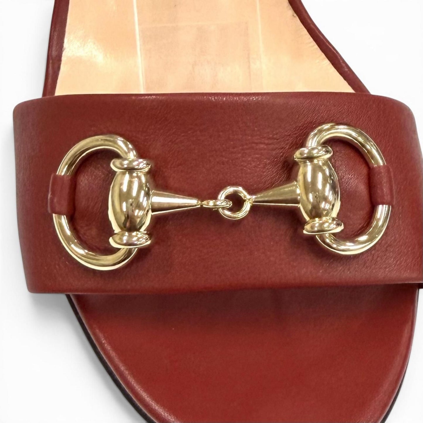 Gucci Horsebit Ankle Strap Leather Sandals Bordeaux Gold — view 8