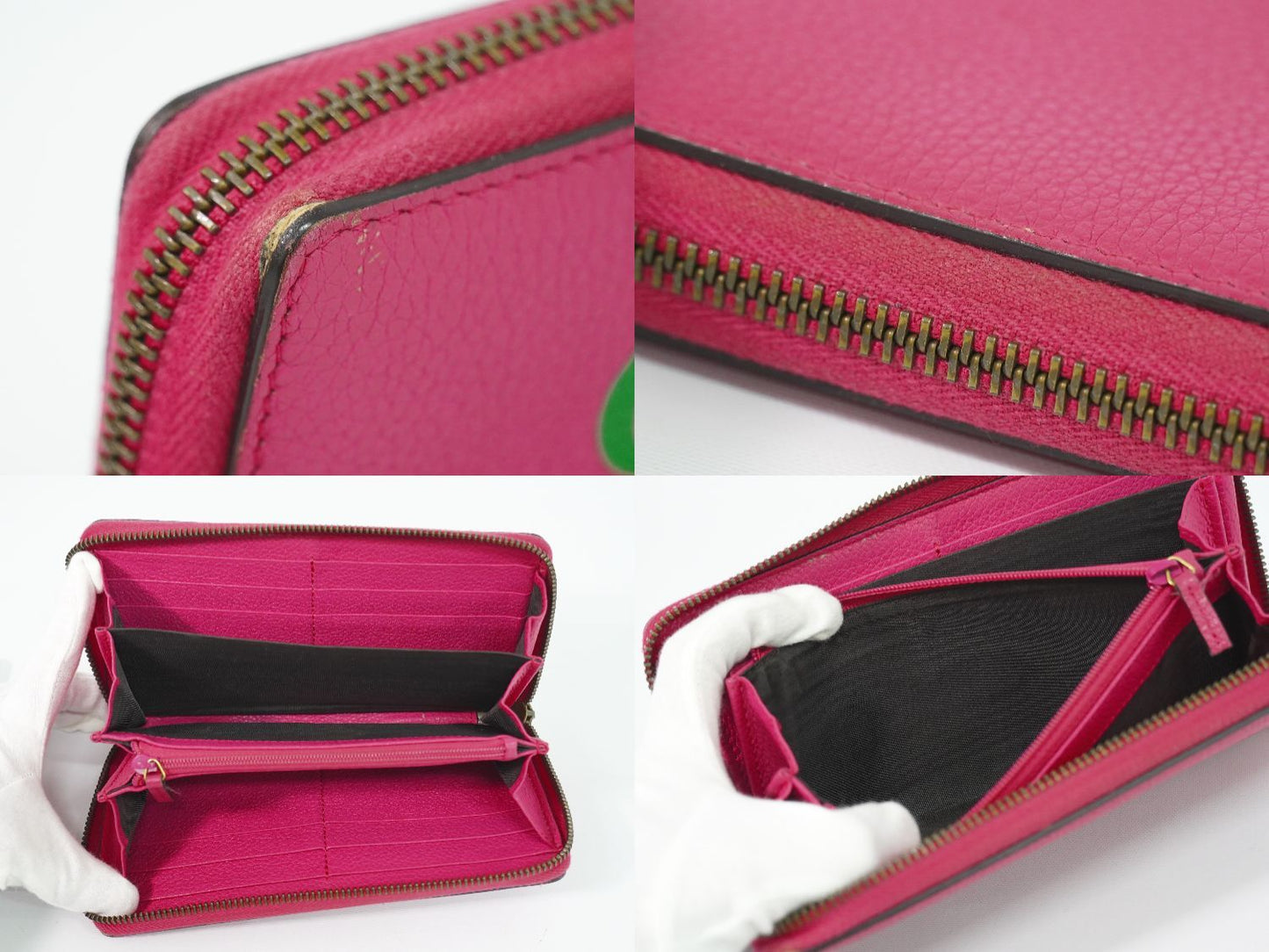 Gucci Vintage Logo Zip Around Wallet Leather Pink — view 8