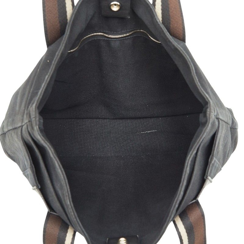 Hermes Troca Horizontal MM Tote Bag Black Canvas Leather — view 8