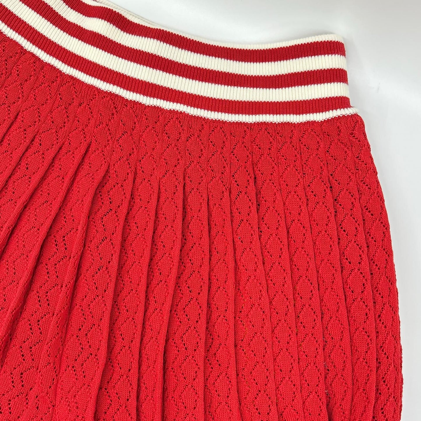 Gucci Adidas Red White Silk Blend 3 Stripes Lace Up Knit Wide Pants — view 8