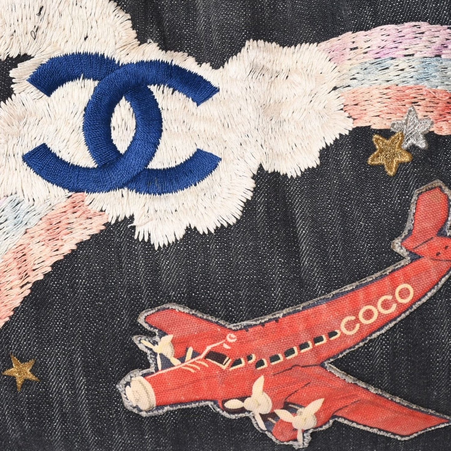 Chanel Chain Tote Bag Night Flight Embroidery CC Logo Denim — view 8
