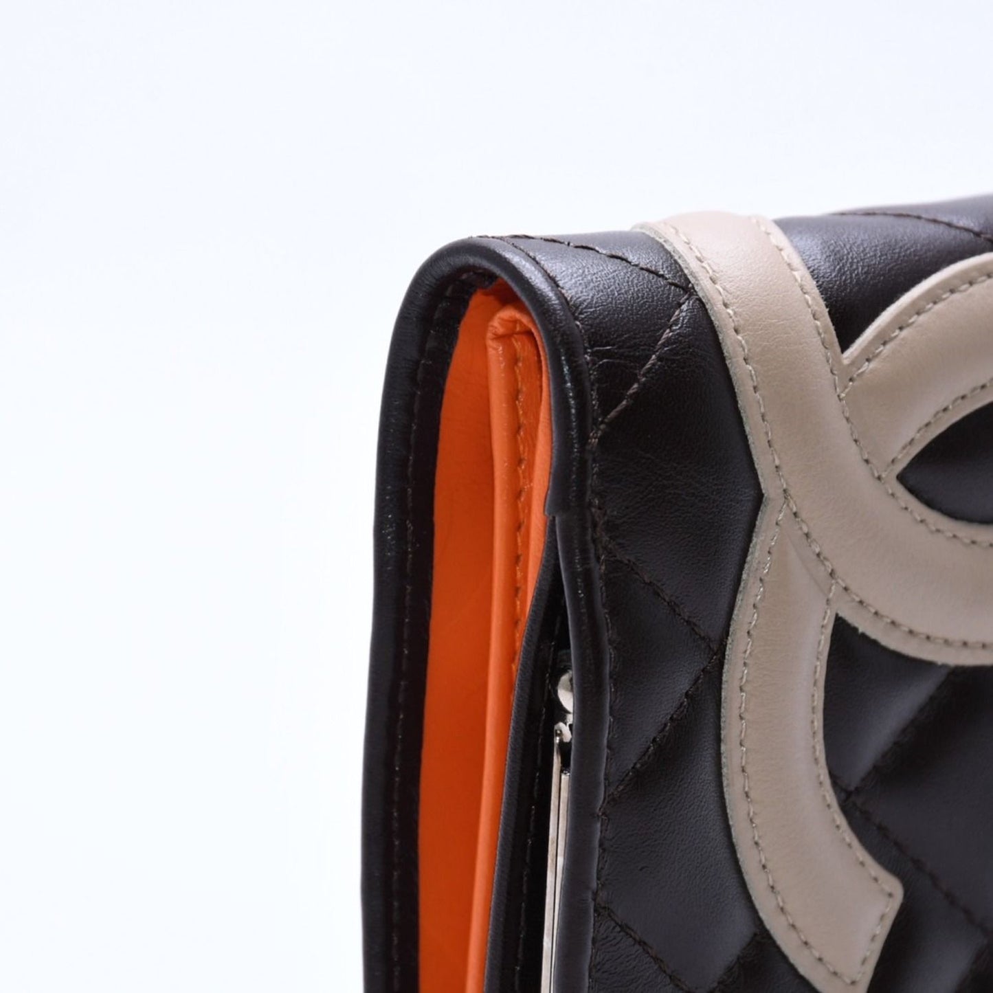 Chanel Cambon Line Kiss Lock Compact Wallet Bifold CC Logo Calfskin — view 8
