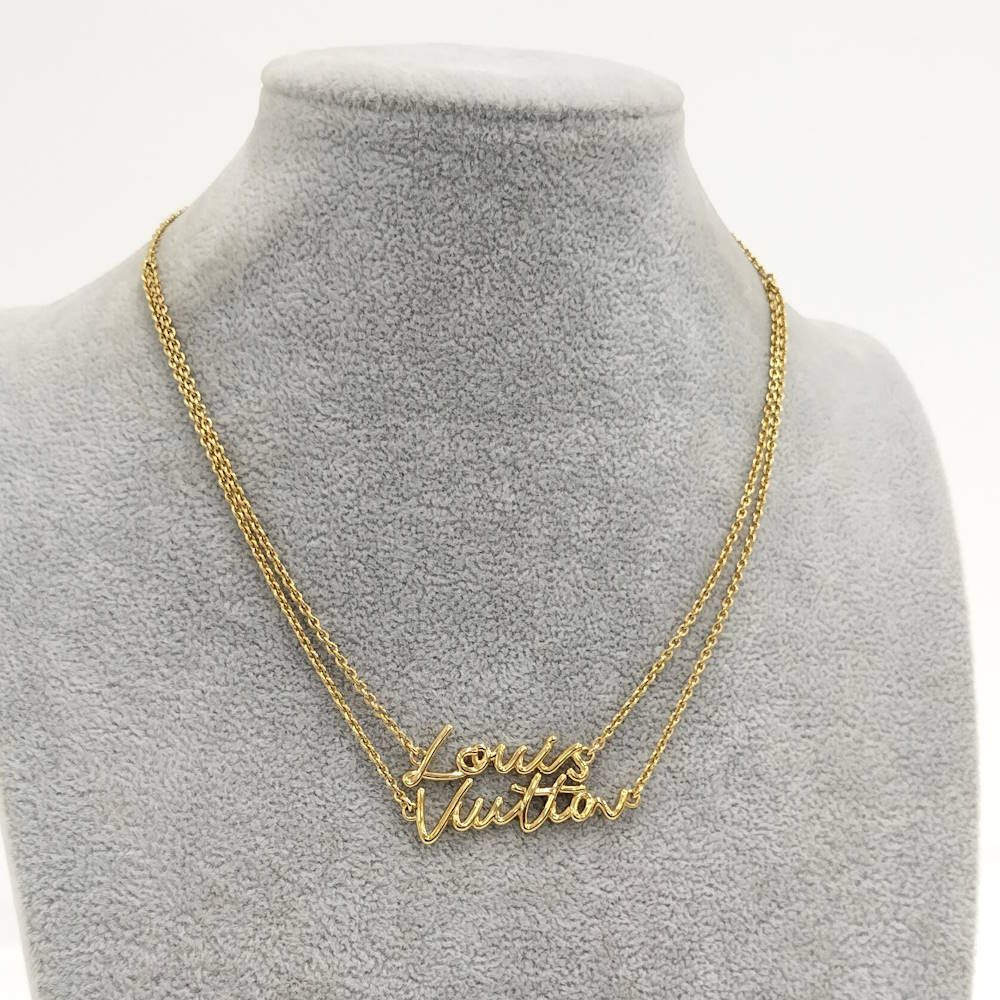Louis Vuitton Necklace LV Script Plated Gold — view 8