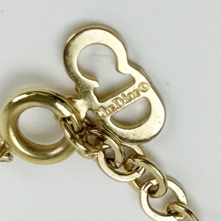 Dior Necklace CD Logo Gold Metal Rhinestone — view 6