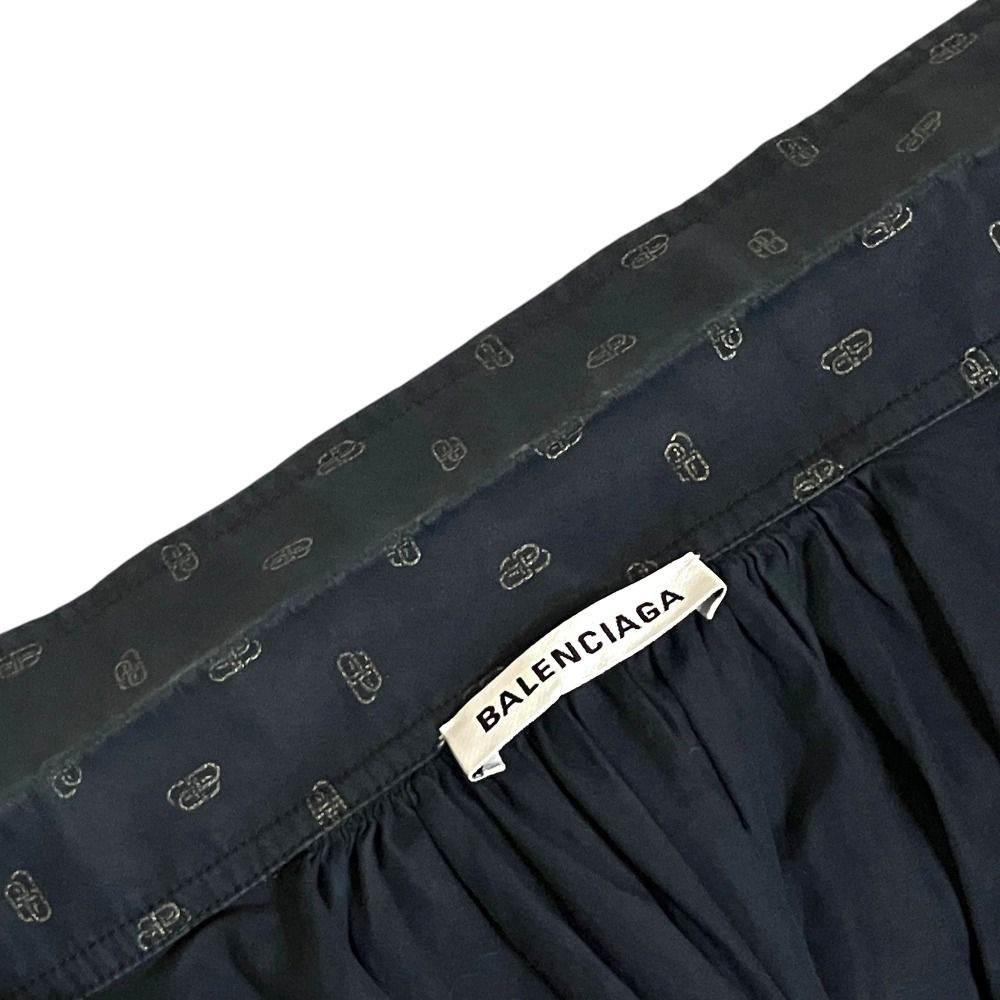 Balenciaga BB All Over Print Open Color Swing Shirt Blouse 34 Black — view 8