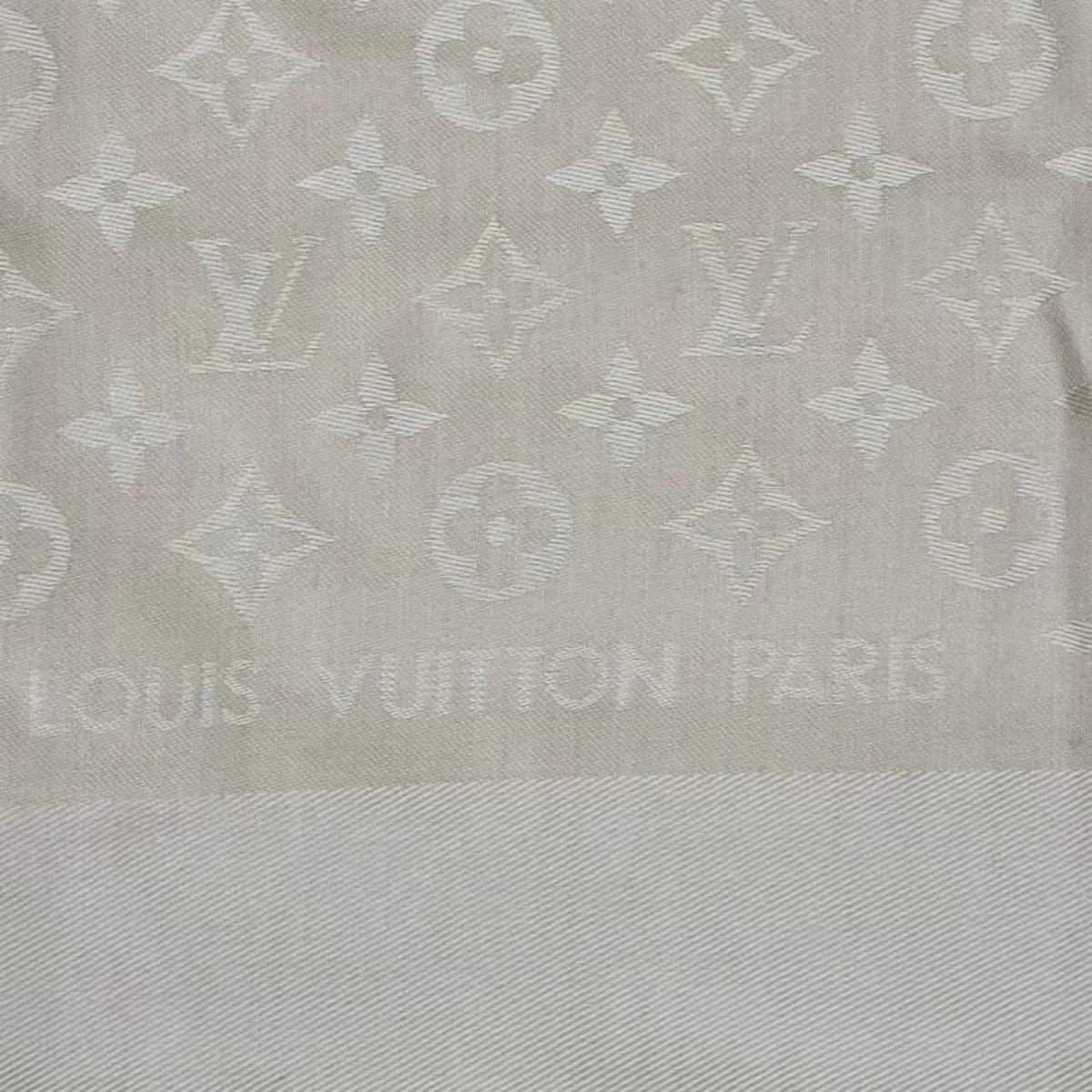 Louis Vuitton Silk Wool Scarf Monogram Beige — view 8