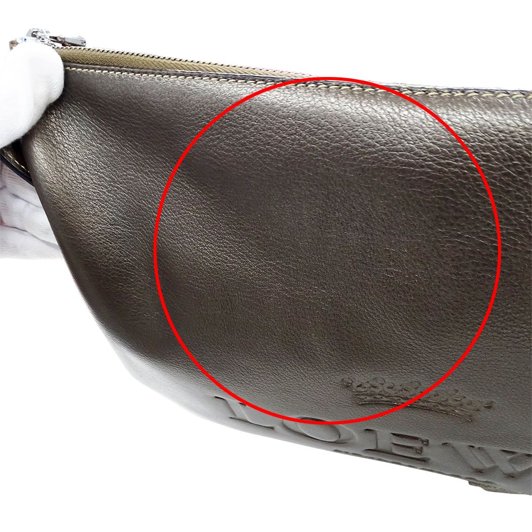 Loewe Shoulder Bag Heritage Leather Brown Metallic Logo — view 8