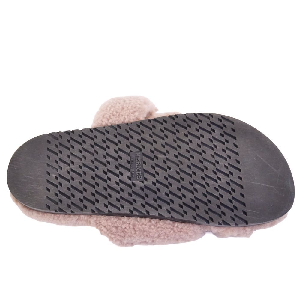 Hermes Sandals Chypre Logo Shearling Shoes — view 8