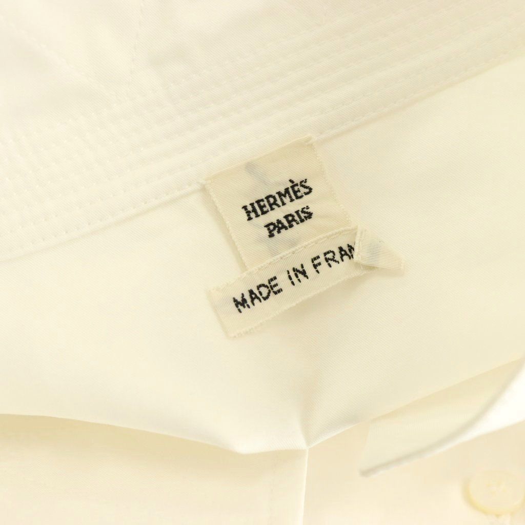 Hermes Cotton Sellier Buttons Long Shirt Long Sleeve Stand Collar 38 White DO — view 6