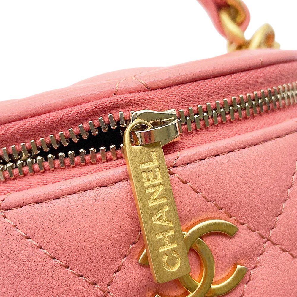 Chanel Chain Shoulder Bag CC Logo Quilted Vanity Top Handle Lambskin — view 8