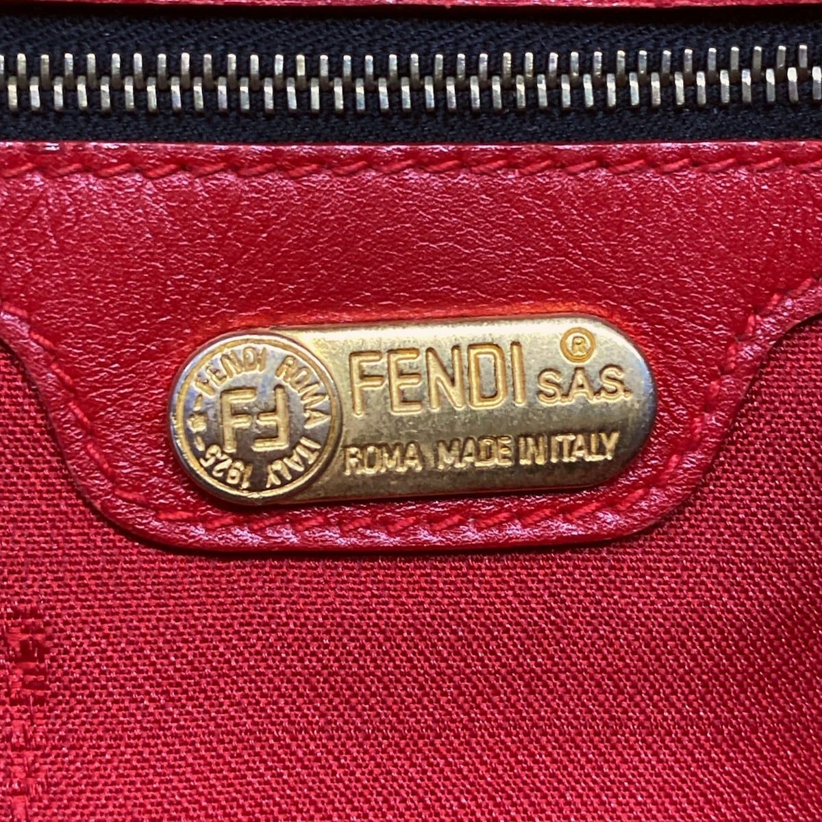 Fendi Shoulder Bag Khaki Black Red Leopard Print Leather — view 8