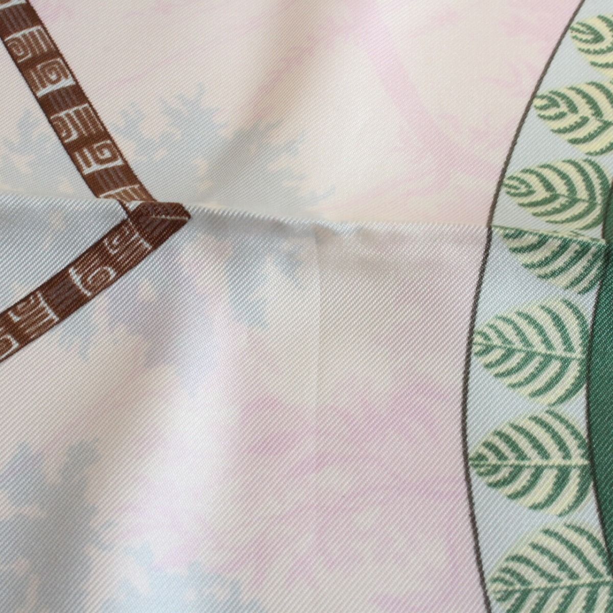 Hermes Carre 90 Scarf Aloha 100% Silk White Pawn — view 8