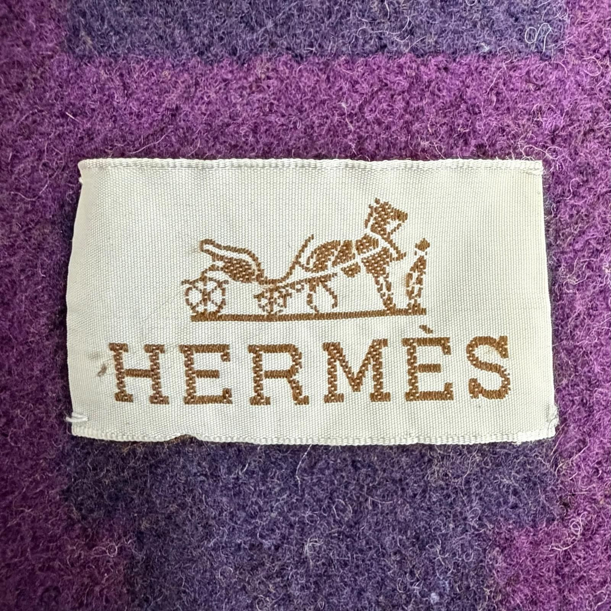 Hermes Vintage Avalon Logo Cashmere Blend Large Purple Blanket — view 5