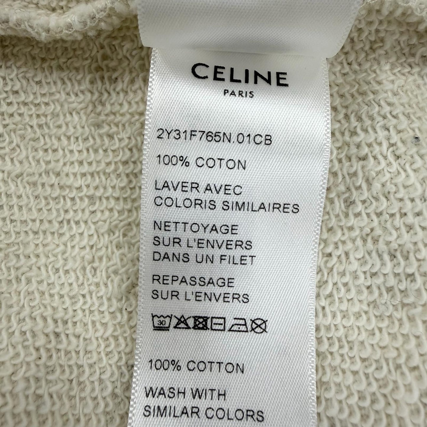 Celine 100% Cotton Logo Fleece Loose Sweatshirt Light Gray — view 8