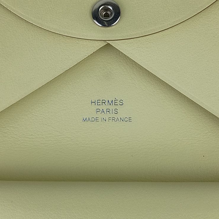 Hermes Card Case Calvi Duo Spring Panthere Jaune Poussin Veau Swift Silver — view 8