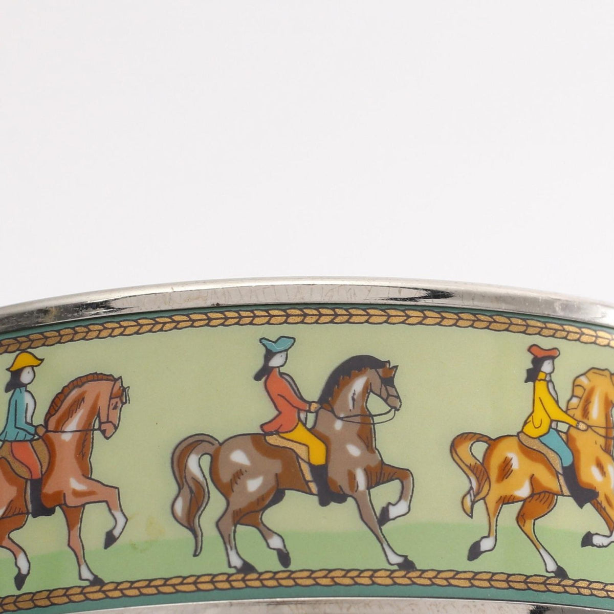Hermes Bangle Enamel GM Horse Pattern Stainless Steel Bracelet — view 7