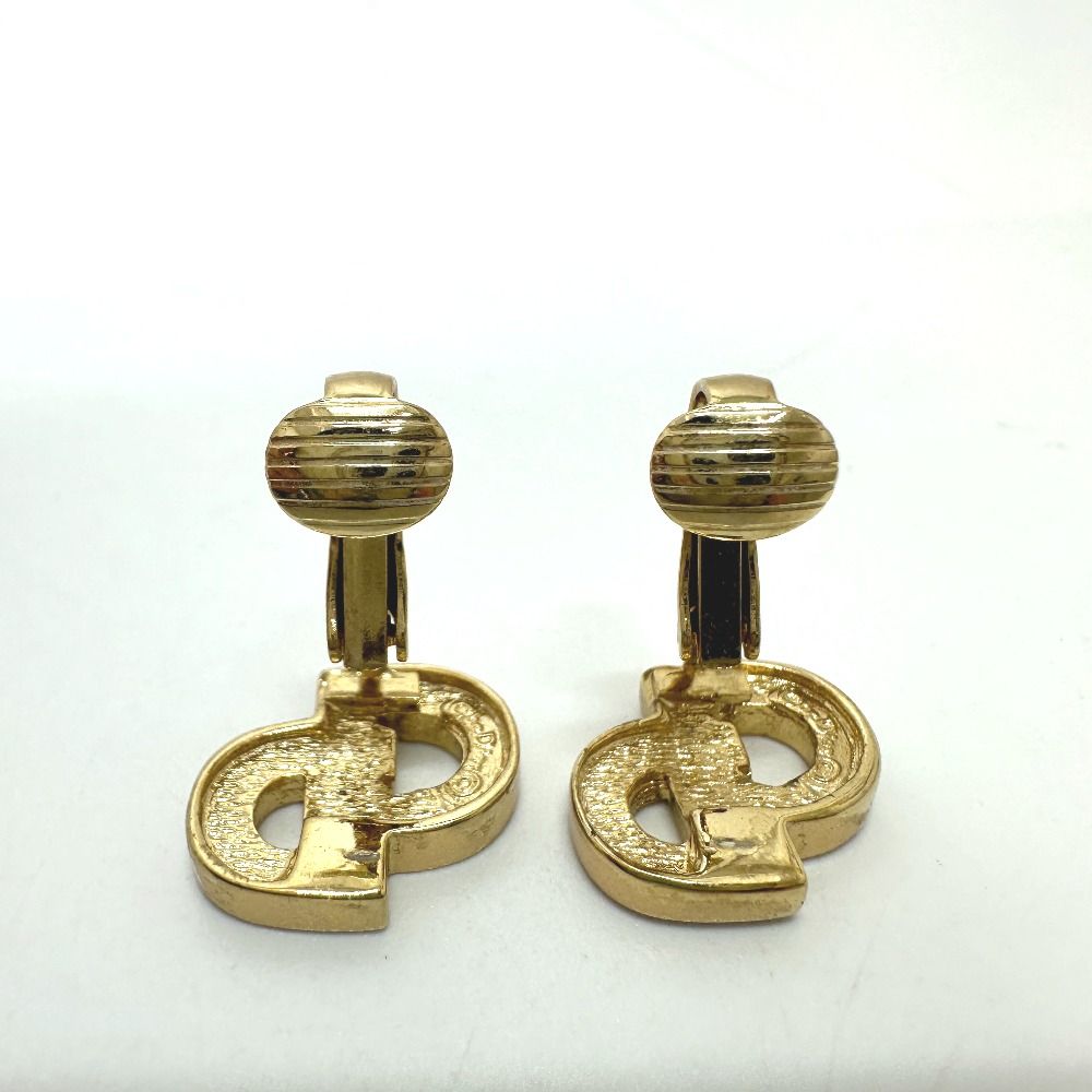 Dior Earrings CD Logo Metal Gold Salmon Pink — view 7