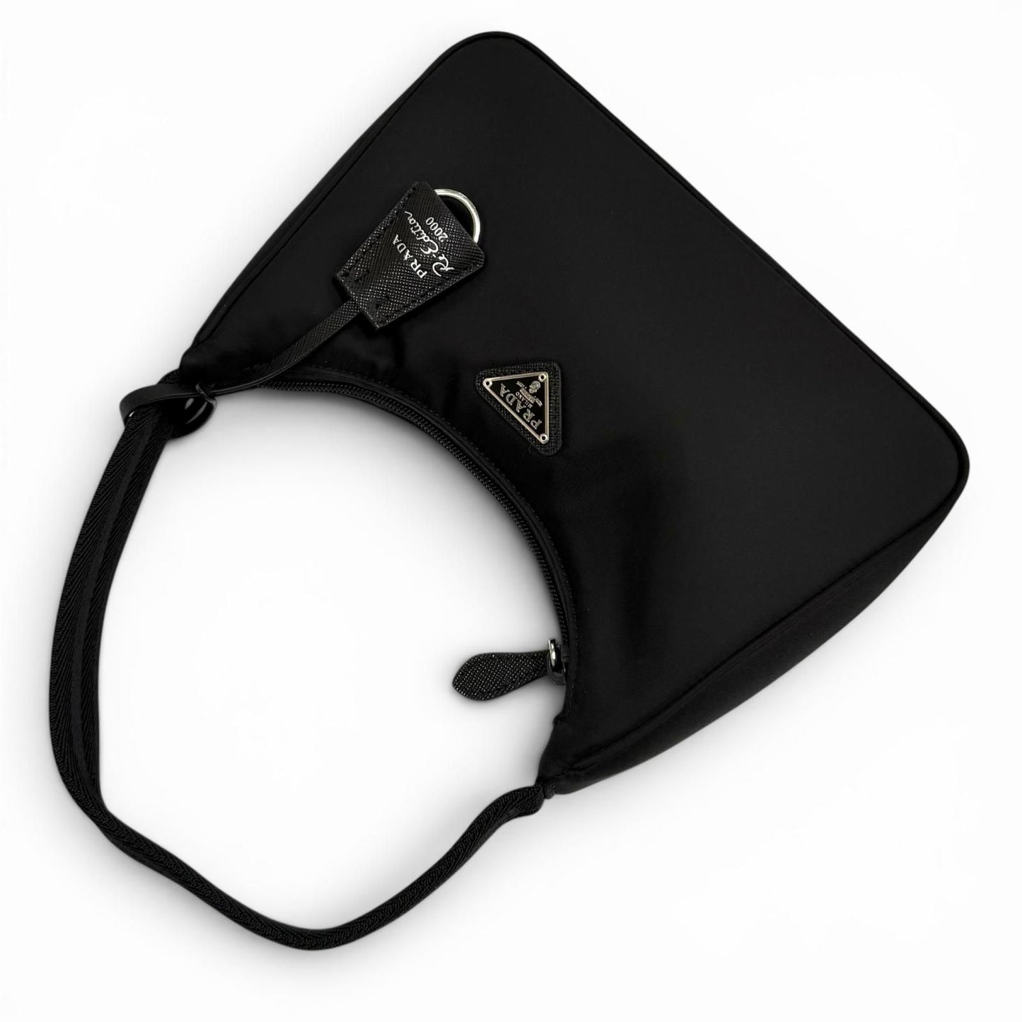 Prada Re Edition Re-Nylon Mini Bag With Triangular Plate Charm Black — view 8