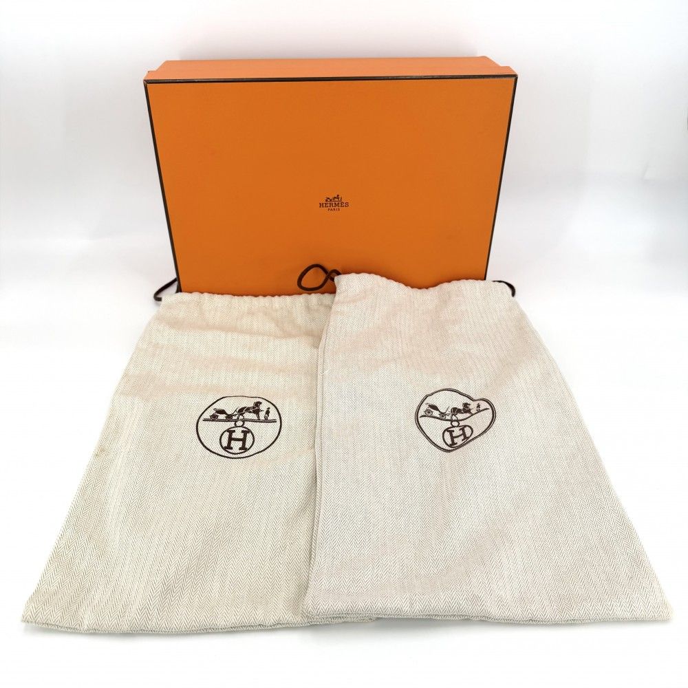Hermes Sandals Flat Shoes Leather Brown Gold Spring Summer 41.5 — view 7
