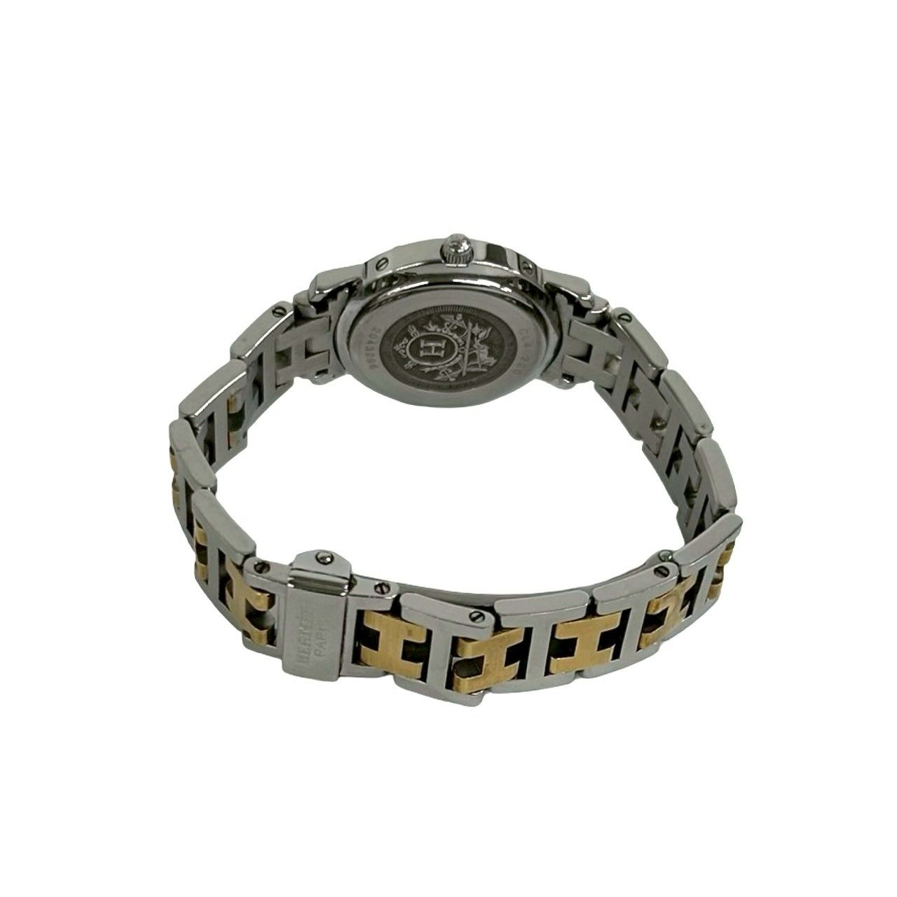 Hermes Clipper Stainless Steel Quartz Watch Wristwatch Silver Gold — view 8