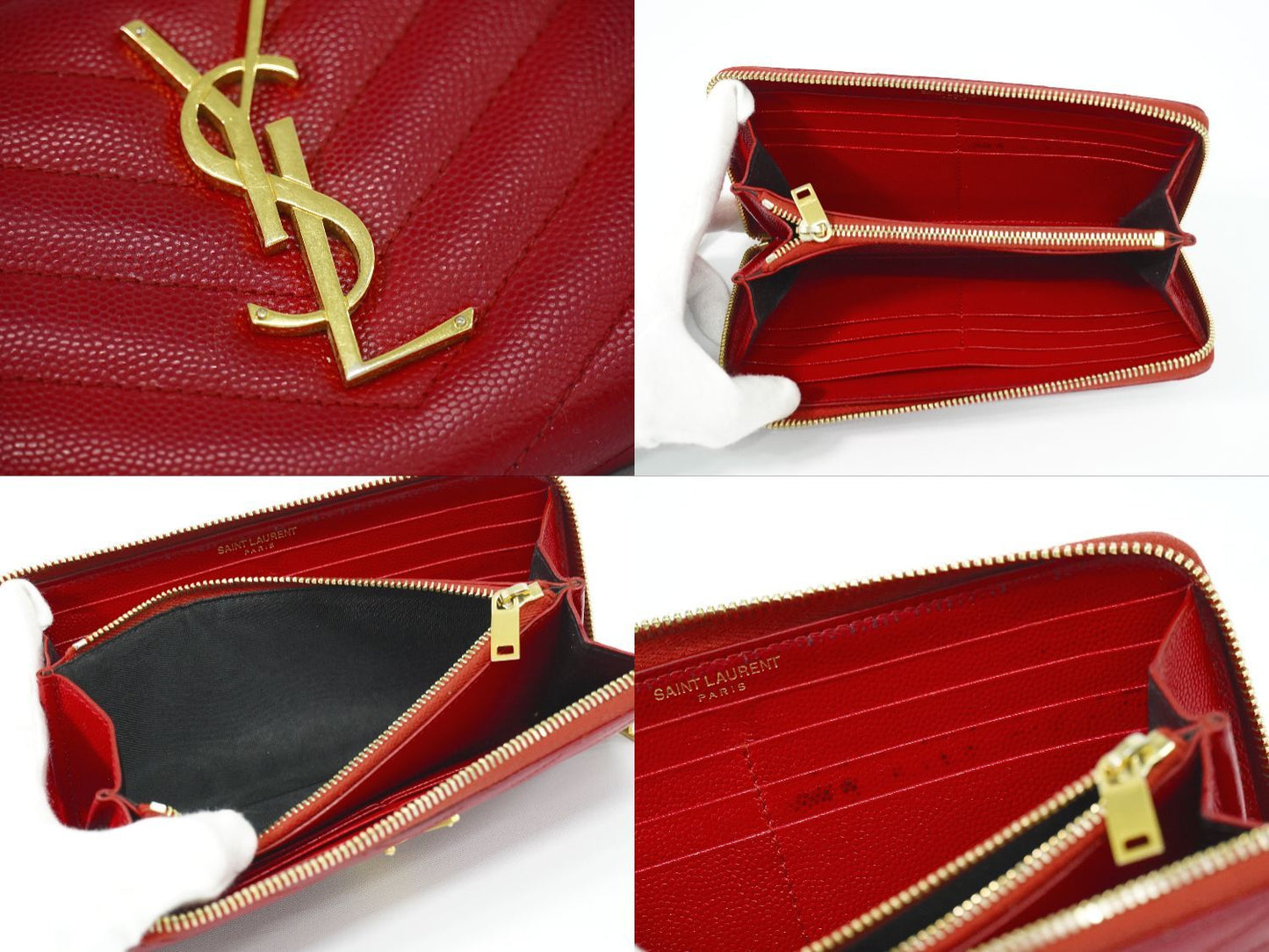Saint Laurent YSL Cassandra Stitch Leather Zip Around Wallet — view 8