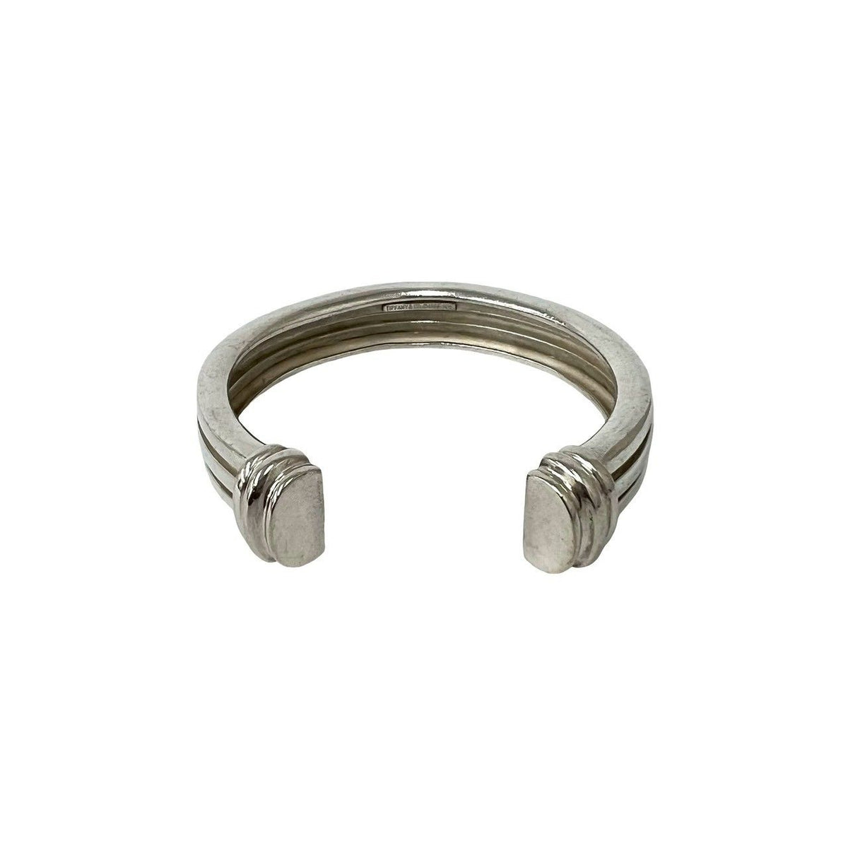 Tiffany & Co Vintage Grooved Double Calfskin Bangle 925 Sterling Silver Bracelet — view 6